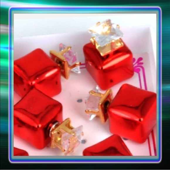 Jewelry - Red Box Double Stud Earrings